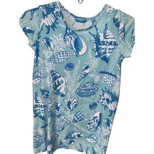 Tori Richard Honolulu Blue Seashell Cotton Blend dress Girls size 8